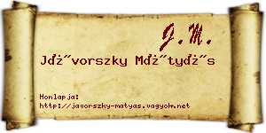 Jávorszky Mátyás névjegykártya