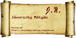 Jávorszky Mátyás névjegykártya